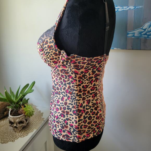 Y2K Rue 21 Tarea Push-Up Bra 36B – Pink Leopard Coquette Glam Grunge - Picture 3 of 10